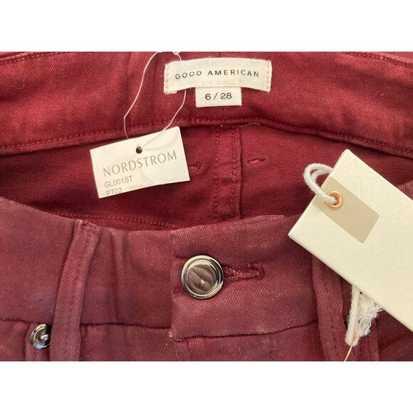 Good American Skinny Sculpting Super Stretch Jeans Sz 6/28 in Burgundy NWT - Picture 5 of 8